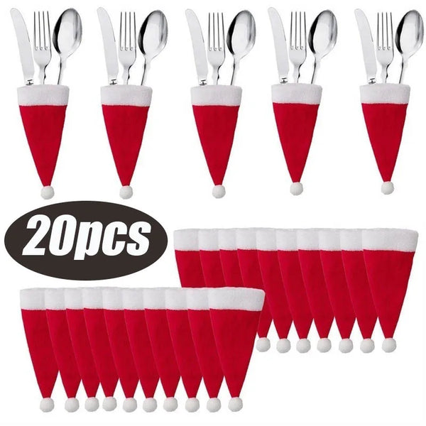 Santa Hat Cutlery Holders - Christmas Table Decor