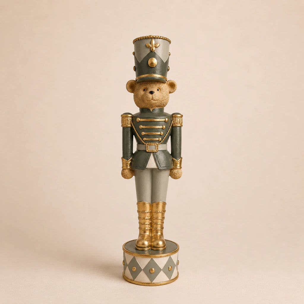 Resin Bear Nutcracker - 32cm Green and Gold (Pre-order 2026)