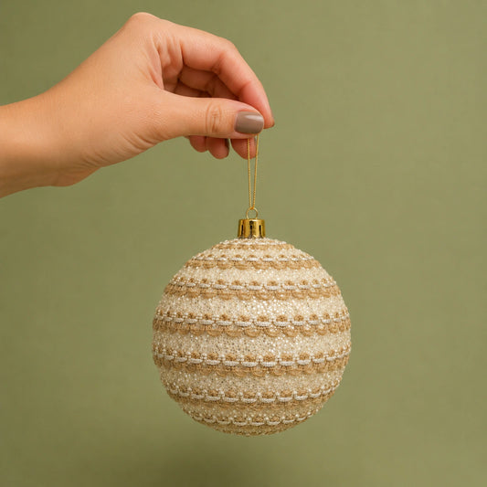 Knitted Decorative Christmas Balls 10cm Set of 3 White (Pre-order 2026)