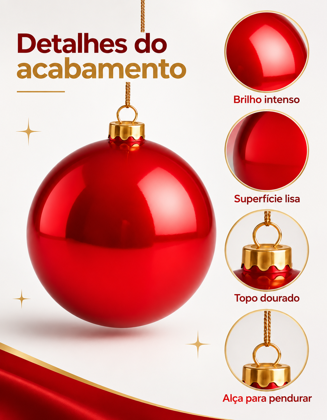 Red Shiny Christmas Ornament 20cm