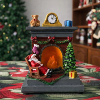 Christmas Scene - 12cm - Lighted Fireplace