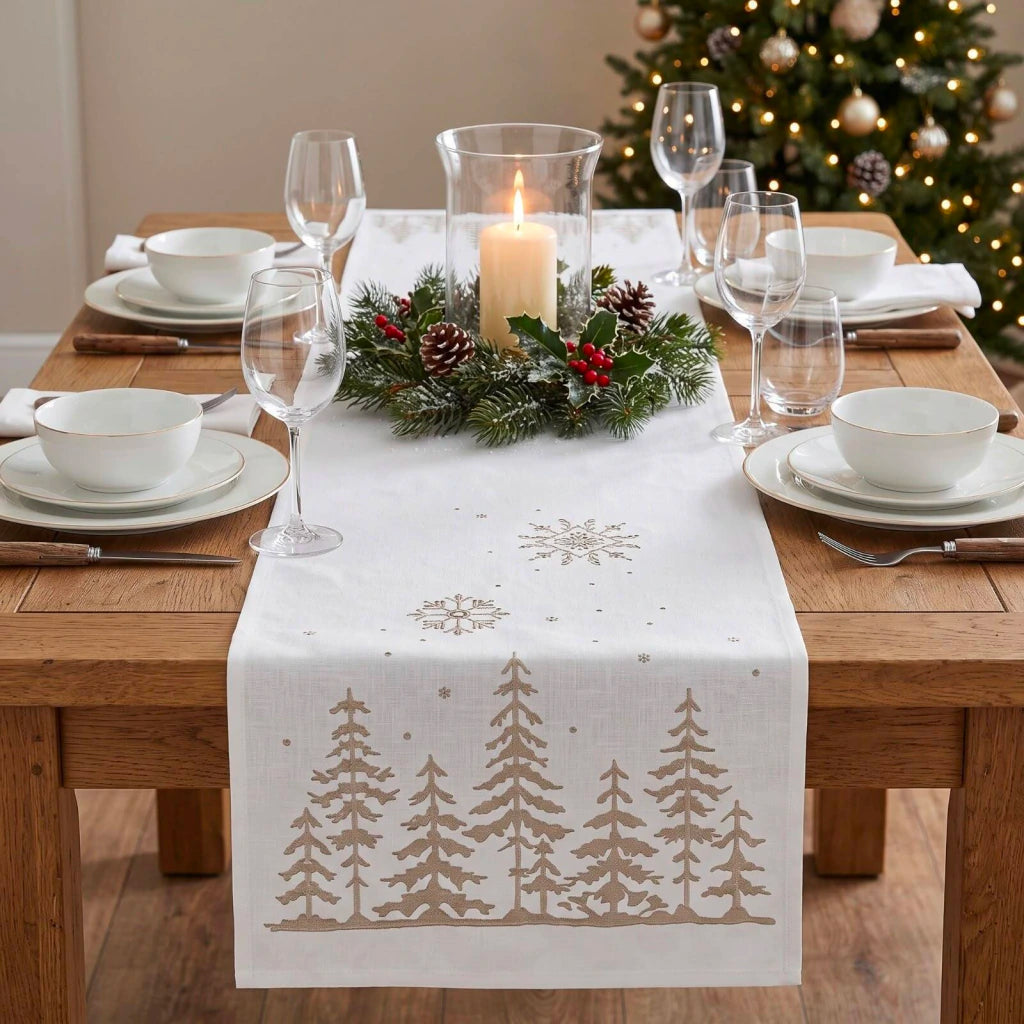 White Christmas Table Runner 173cm
