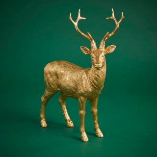 Gold Christmas Reindeer Sculpture 16cm