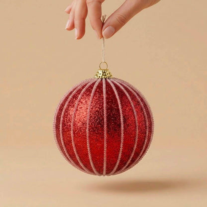 Red Decorated Christmas Ball Ornaments 8 cm - Set of 3