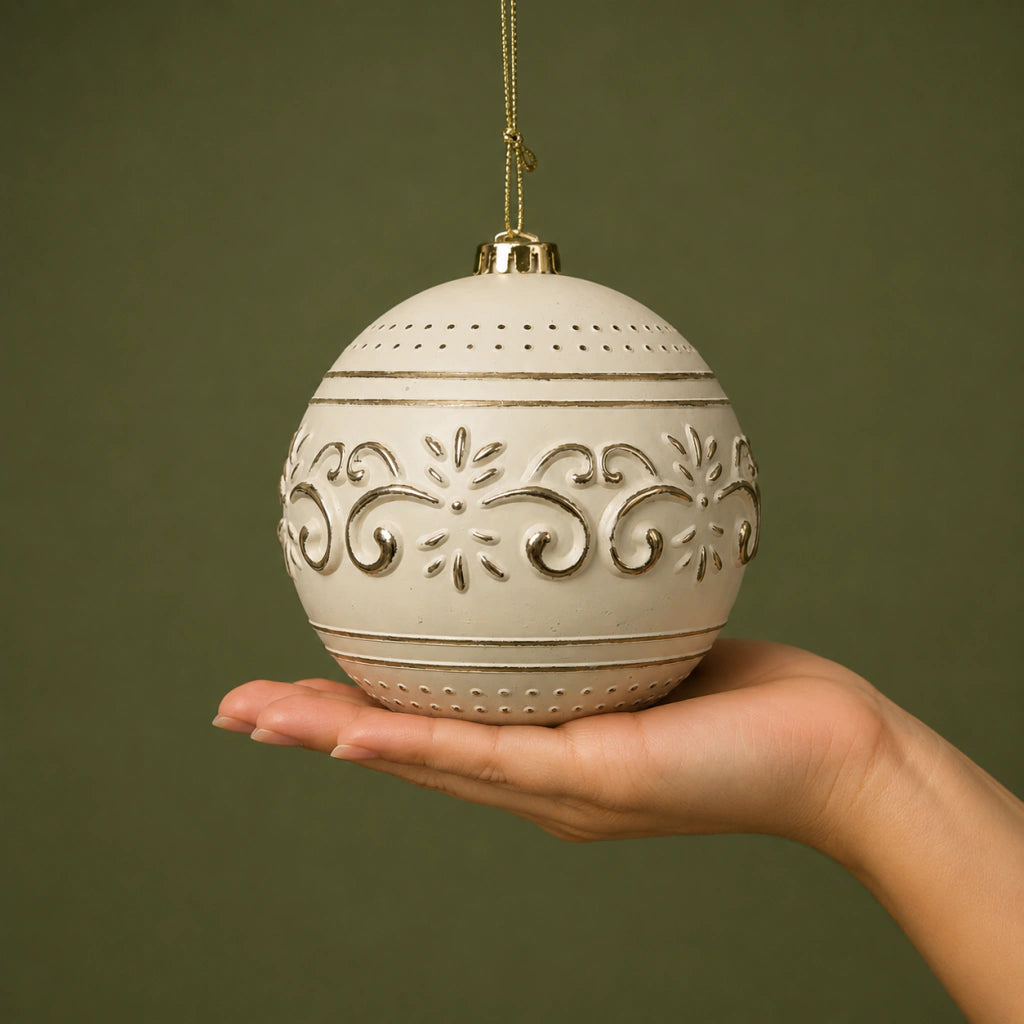 Classic Shapes Christmas Ball 15cm Cream (Pre-order 2026)