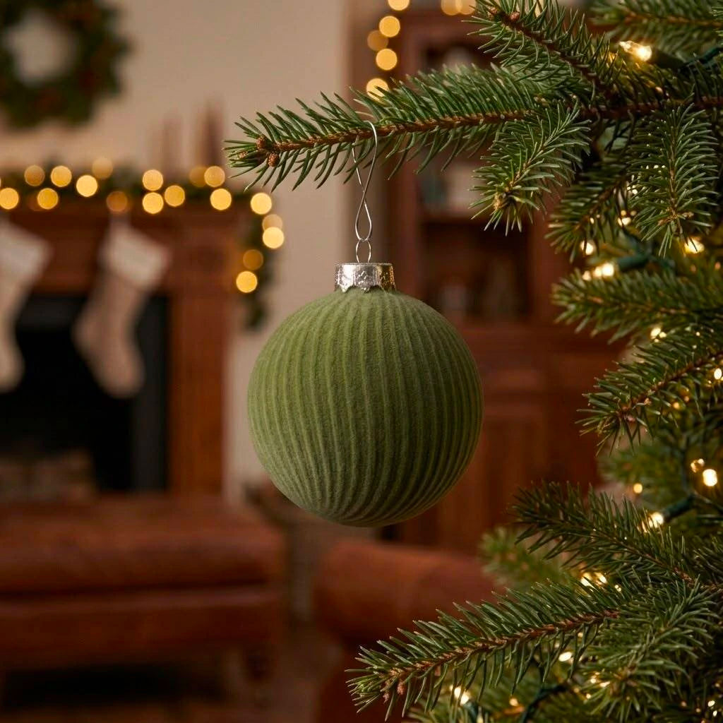 Green Christmas Ball Ornaments 8cm Set of 3