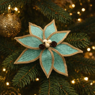 Green Jute Christmas Poinsettia 31 cm