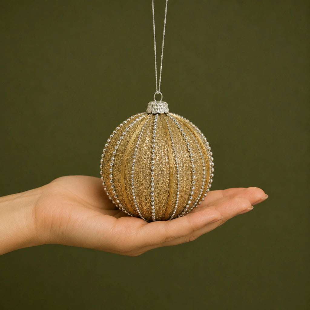 Decorated Christmas Balls 8cm Set of 3 Gold (Pre-order 2026)