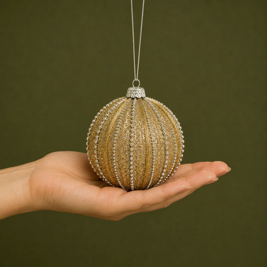 Decorated Christmas Balls 8cm Set of 3 Gold (Pre-order 2026)