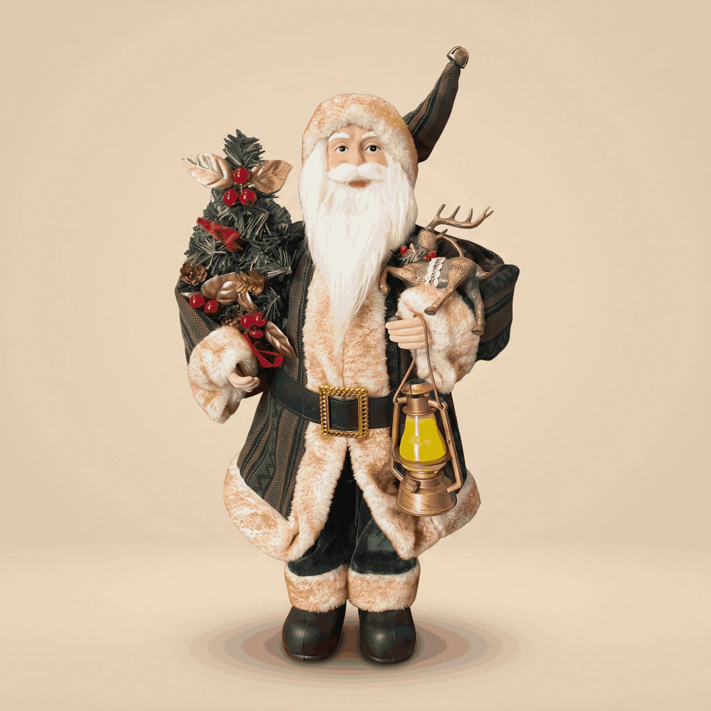 Santa Claus Figure with Jacquard Coat 58 cm
