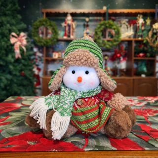 Sitting Snowman Figure 26 cm - Red