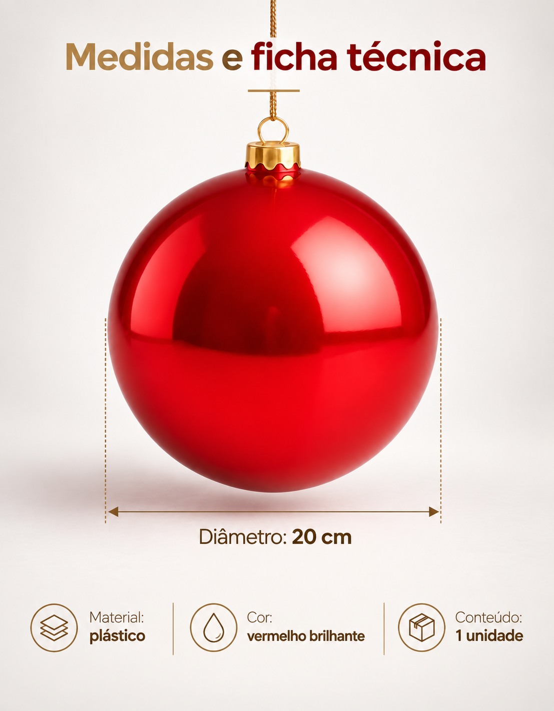 Red Shiny Christmas Ornament 20cm