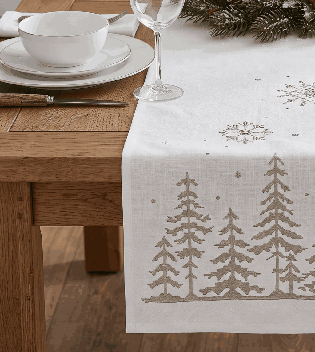White Christmas Table Runner 173cm