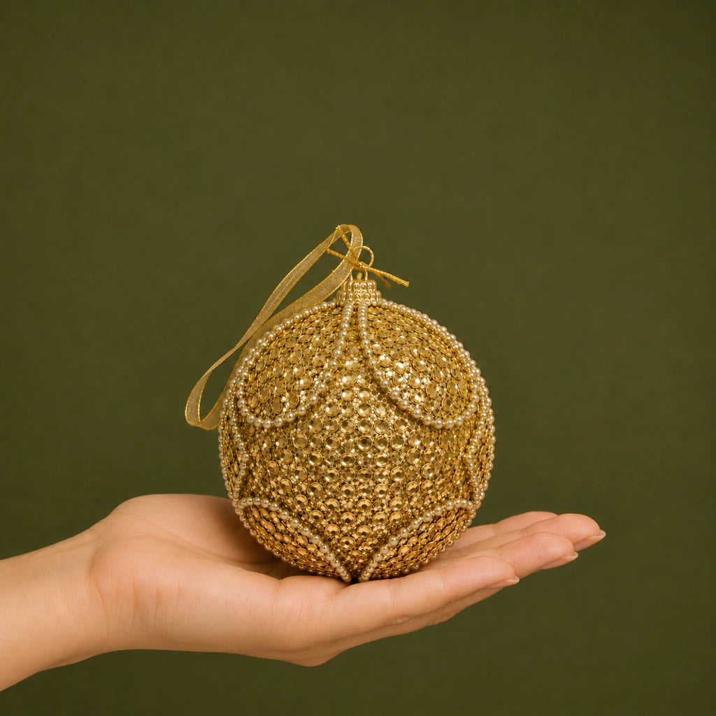 Decorated Christmas Balls 10cm Set of 3 Gold (Pre-order 2026)