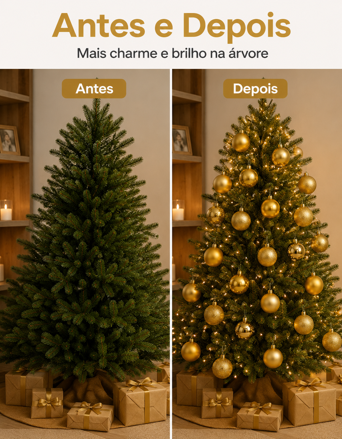 Set of 6 Gold Christmas Ornaments 8cm - Shiny, Matte and Glitter