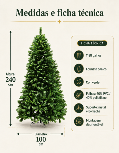 Montreal Traditional Christmas Tree 2.40m 1188 Tips Green