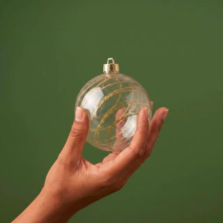 Gold Decorated Christmas Ball Ornaments 8 cm - Set of 3