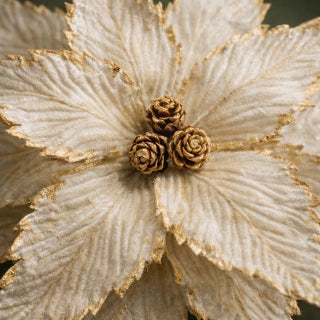 Off-White Velvet Christmas Poinsettia 24cm