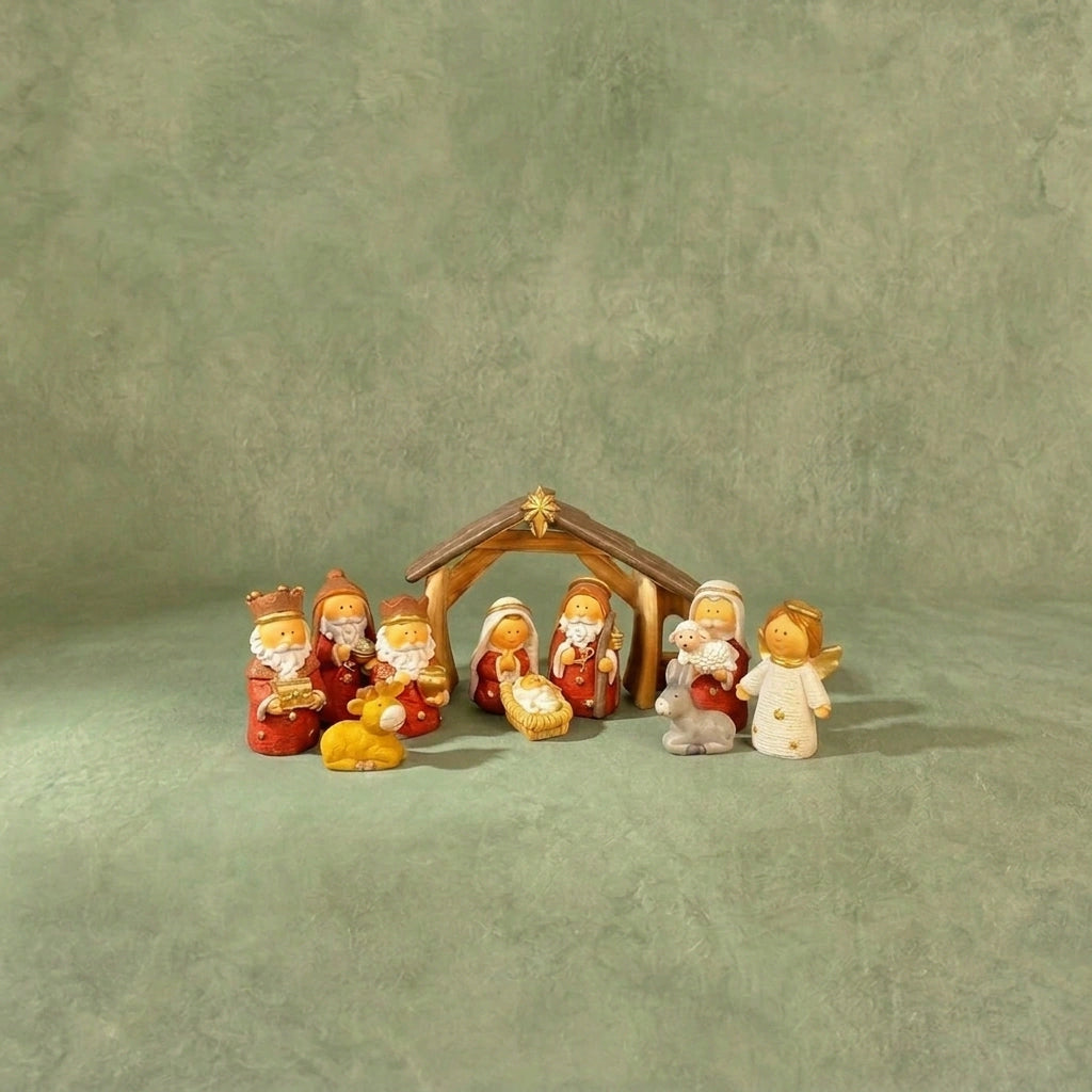 Kids Nativity Set Red - 11 Pieces