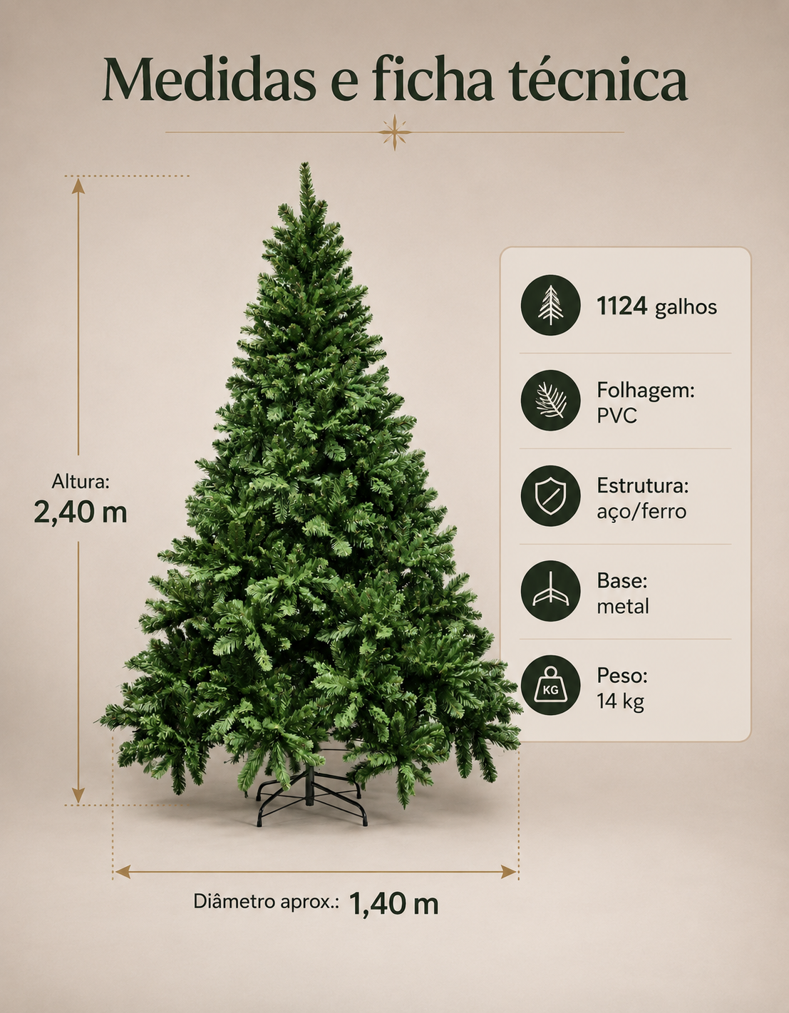 Imperial Traditional Christmas Tree 2.40m 1124 Tips Green
