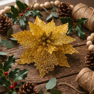 Gold Christmas Poinsettia 15cm