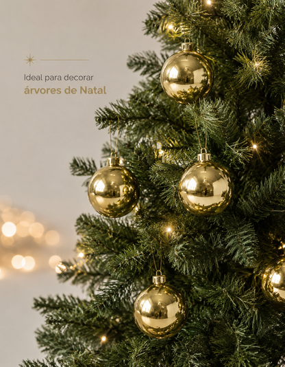 Set of 6 Gold Shiny Christmas Ornaments 8cm