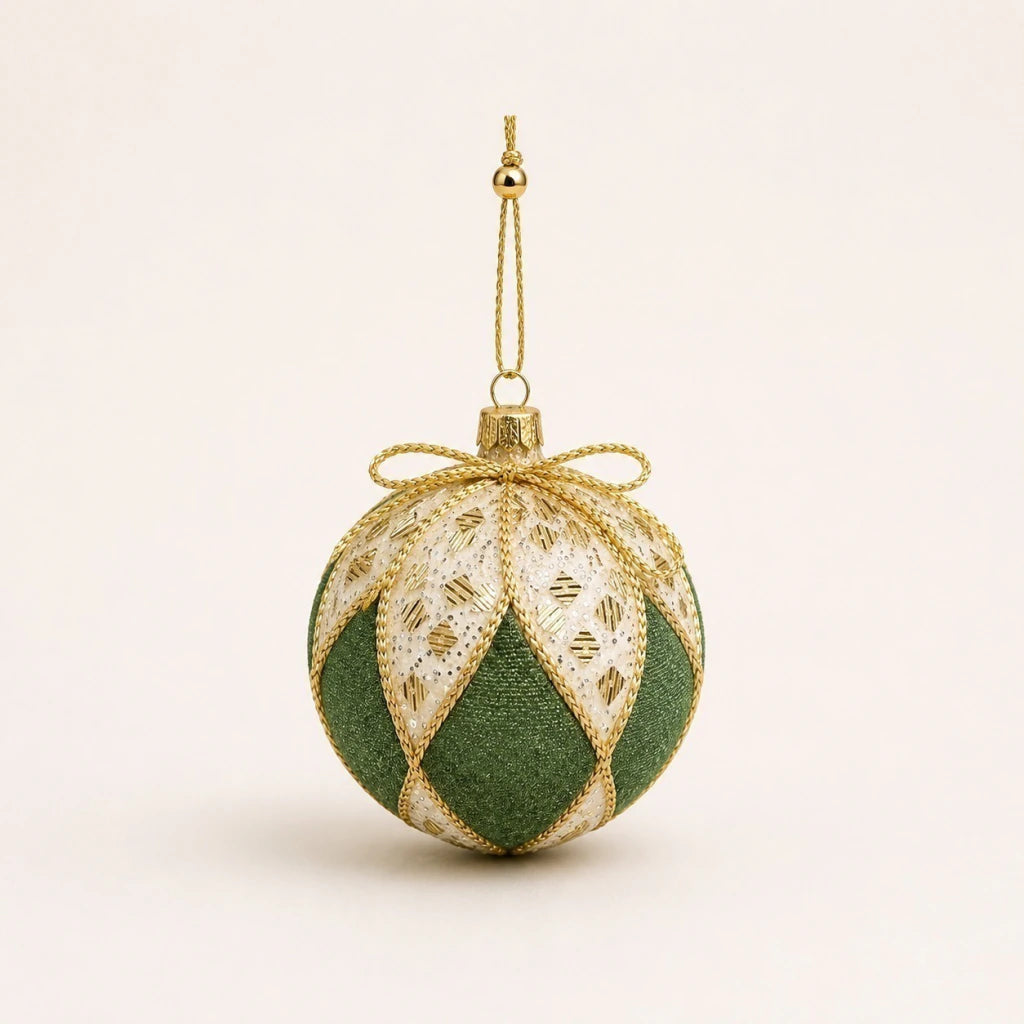 Green Velvet Christmas Ball Ornaments 8 cm - Set of 3 (Pre-order 2026)