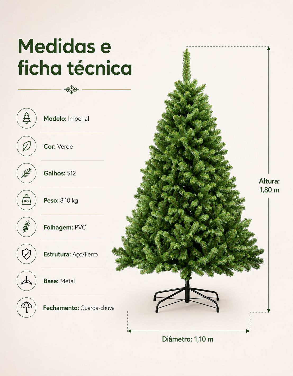 Imperial Traditional Christmas Tree 1.80m 512 Tips Green