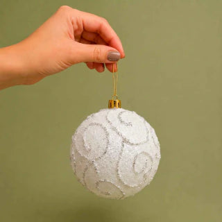 White Christmas Ball Ornaments 10cm Set of 3