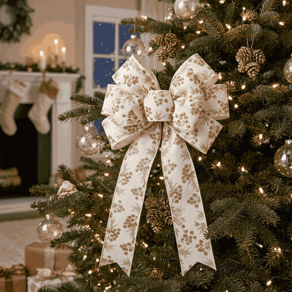 Glitter Linen Christmas Wired Ribbon - 9 m