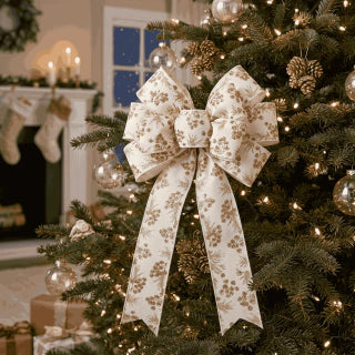 Glitter Linen Christmas Wired Ribbon - 9 m