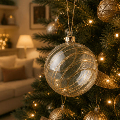 Gold Decorated Christmas Ball Ornaments 8 cm - Set of 3