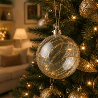 Gold Decorated Christmas Ball Ornaments 8 cm - Set of 3