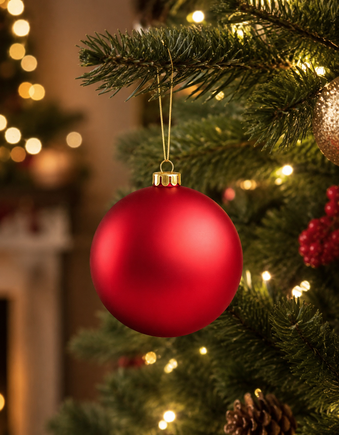 Red Matte Christmas Ornament 15cm