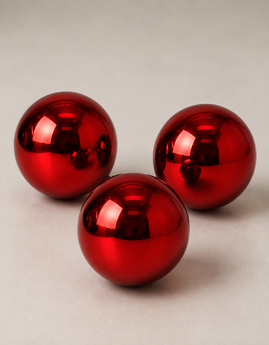 Shiny Red Christmas Balls 10cm Set of 3
