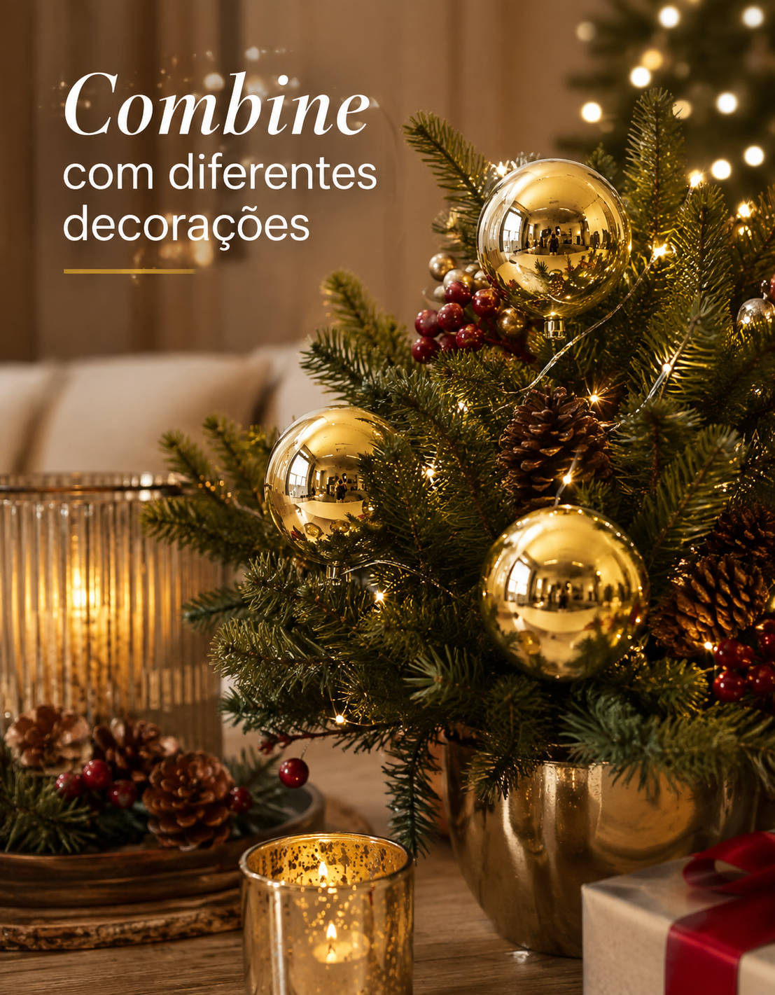 Set of 3 Gold Shiny Christmas Ornaments 10cm