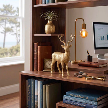 Gold Christmas Reindeer Sculpture 16cm