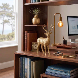 Gold Christmas Reindeer Sculpture 16cm