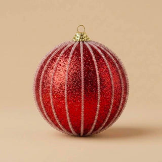 Red Decorated Christmas Ball Ornaments 8 cm - Set of 3