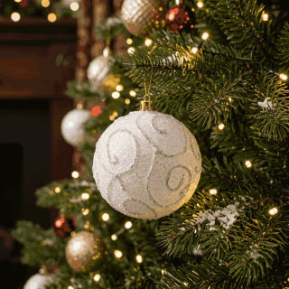 White Christmas Ball Ornaments 10cm Set of 3