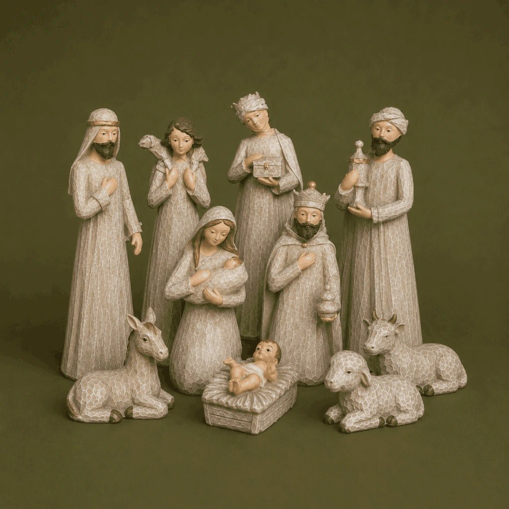 Rustic Resin Nativity Set of 10 12cm (Pre-order 2026)