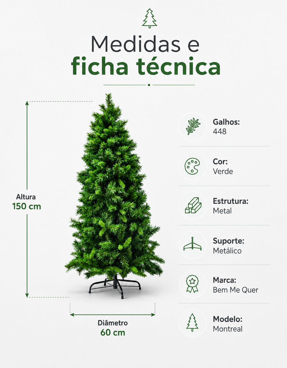 Montreal Traditional Christmas Tree 1.50m 448 Tips Green