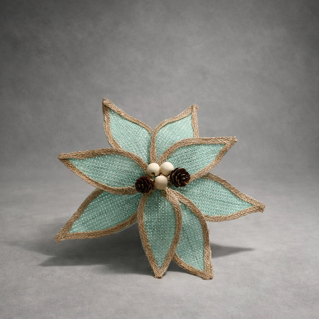 Green Jute Christmas Poinsettia 31 cm