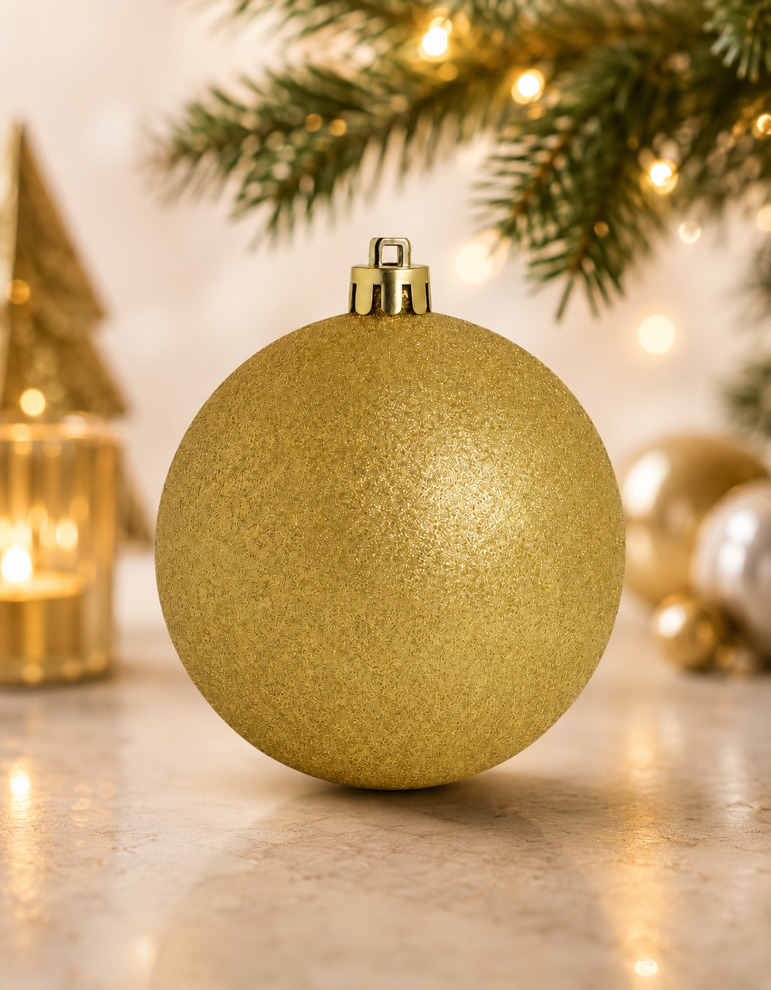 Gold Glitter Christmas Ornament 15cm