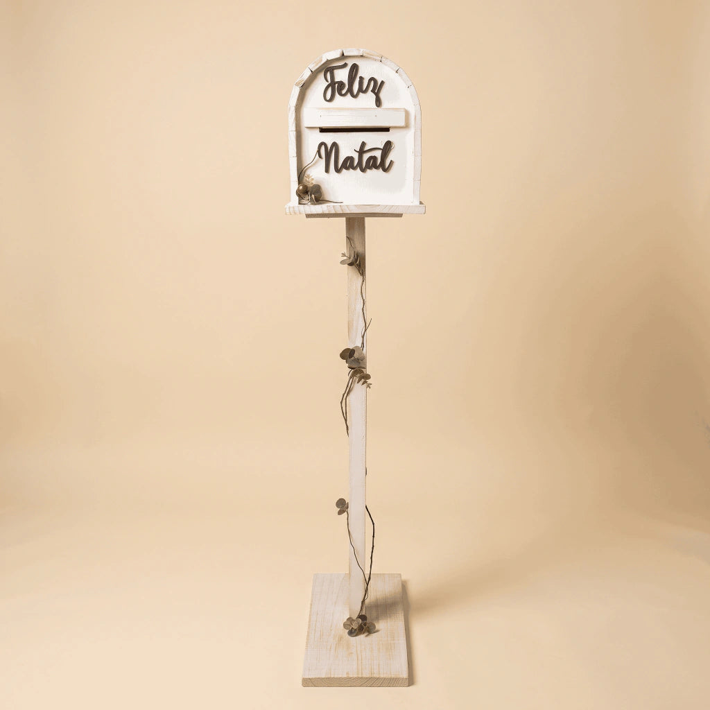 White Christmas Post with Mailbox - 150cm
