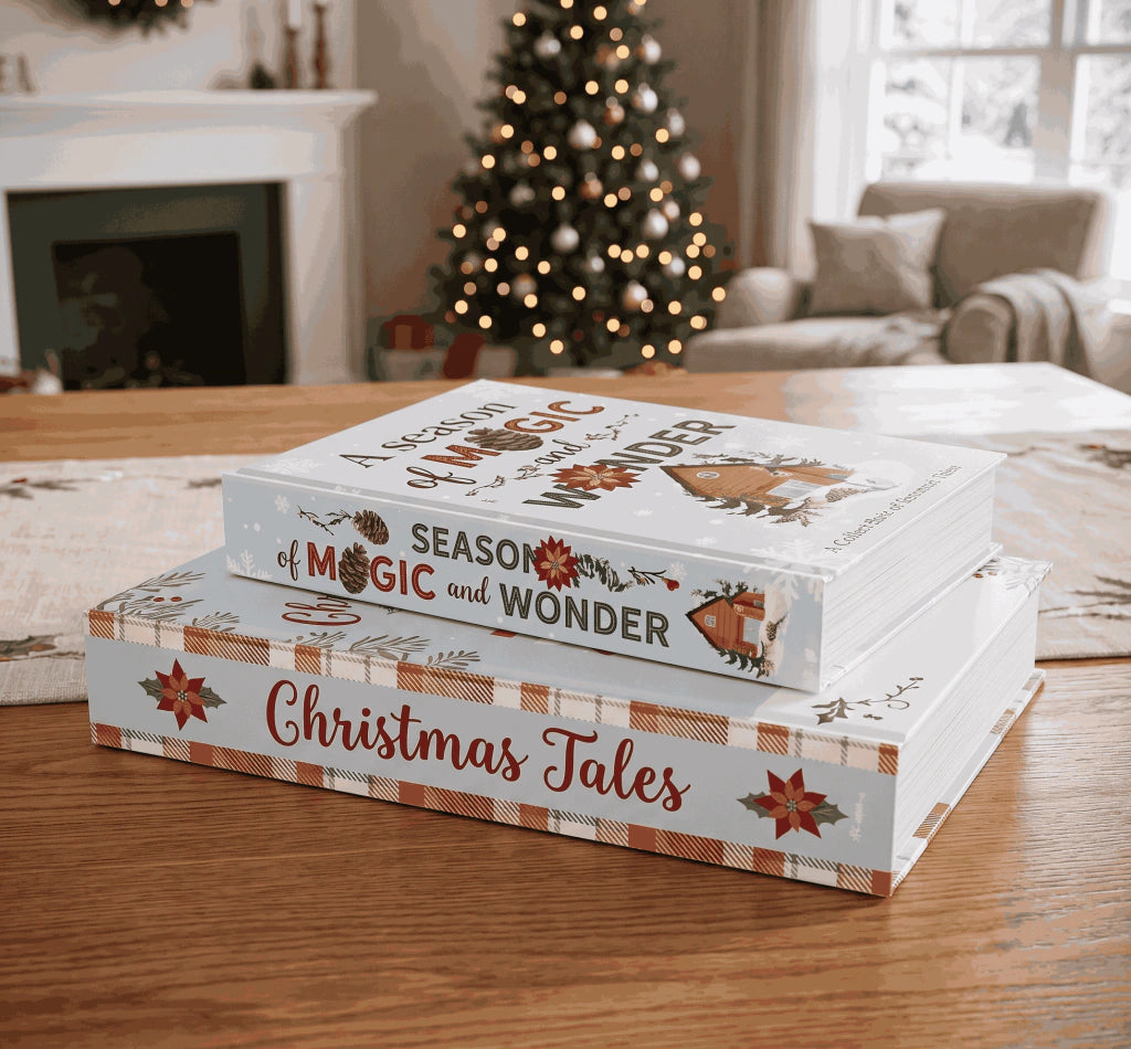 Printed Christmas Decorative Book Boxes - Set of 2