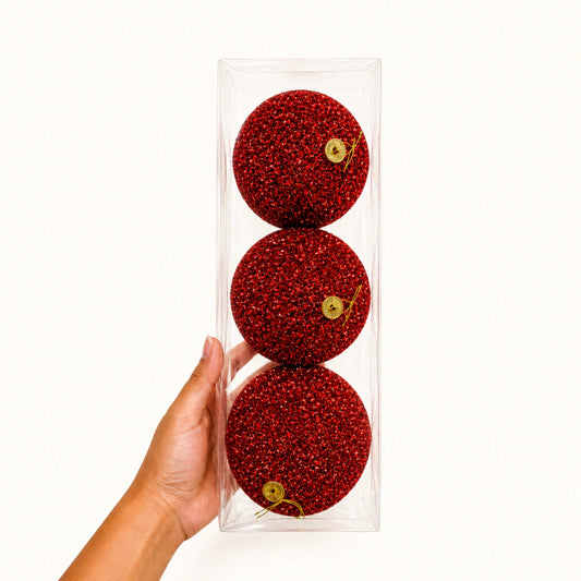 Shiny Decorative Christmas Balls 15cm Set of 3 Red (Pre-order 2026)