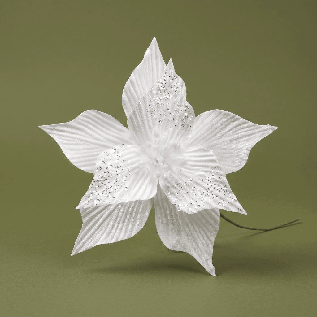 White Christmas Flower - 24cm - 15cm Stem