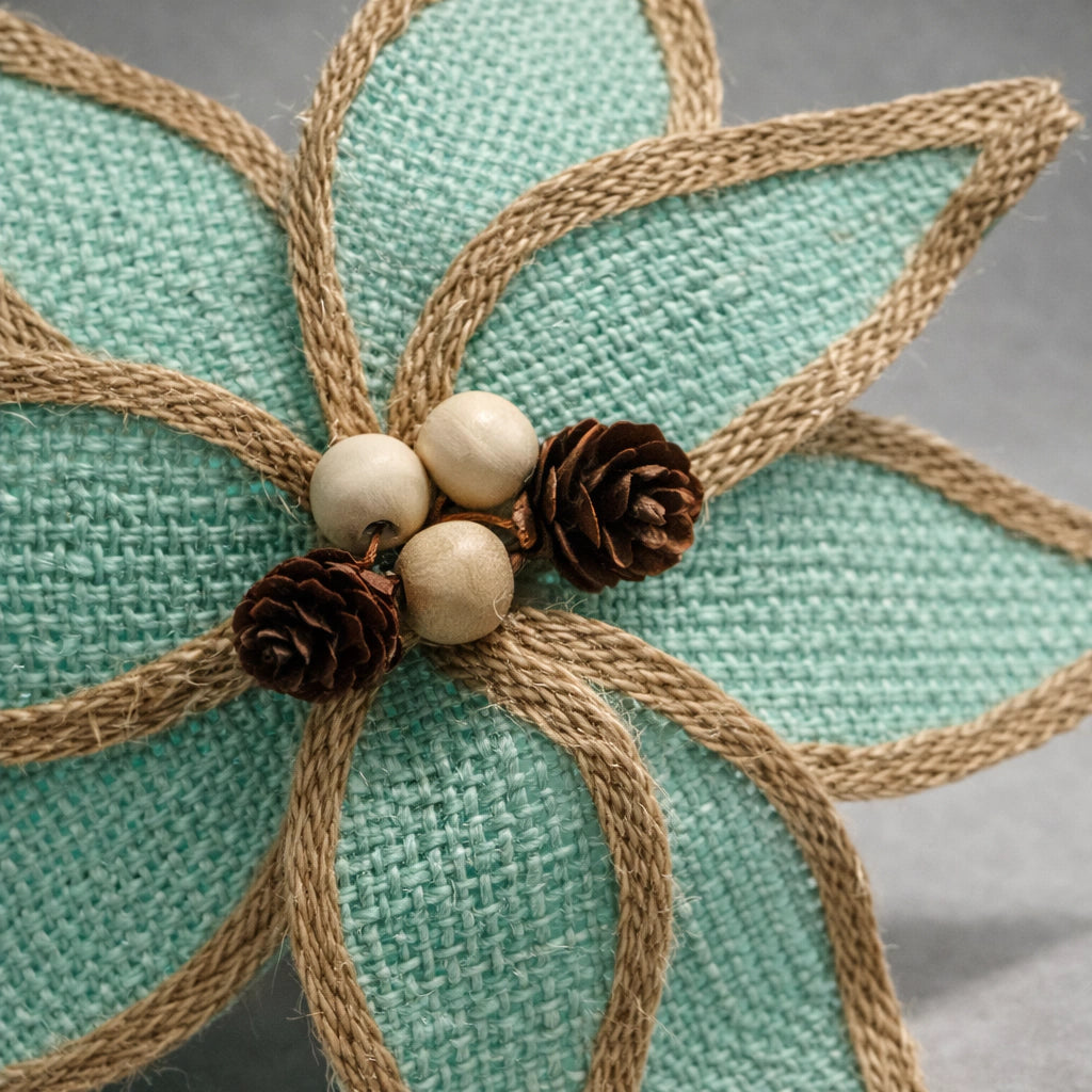 Green Jute Christmas Poinsettia 31 cm