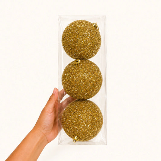 Shiny Decorative Christmas Balls 15cm Set of 3 Gold (Pre-order 2026)